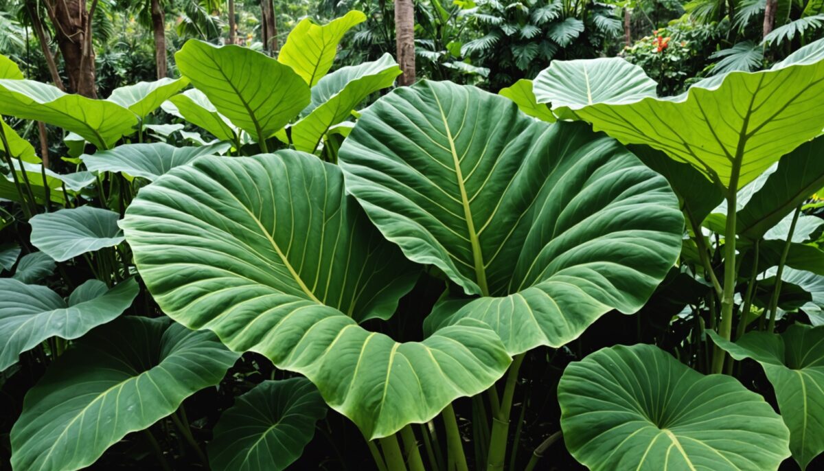 Colocasia esculenta « Oreille d’Éléphant » : Tout savoir sur cette plante tropicale exceptionnelle et son entretien