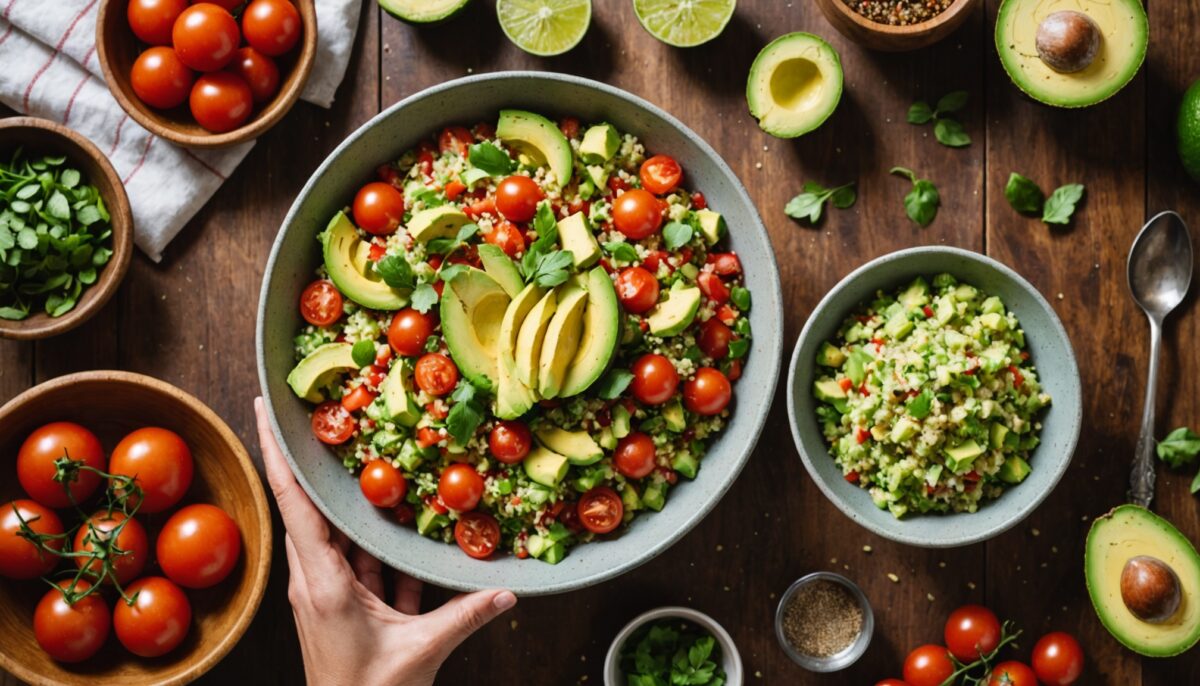 Salade Express de Quinoa : Avocat Onctueux, Tomates Gorgées de Saveur et Éclat Acidulé de Citron Vert