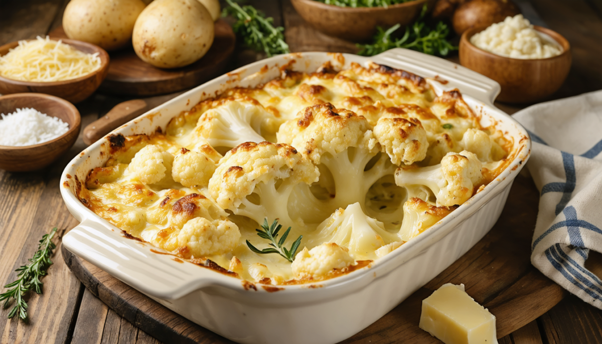découvrez notre recette facile et savoureuse de gratin fondant au chou-fleur et pommes de terre, idéale pour un repas gourmand à la maison.