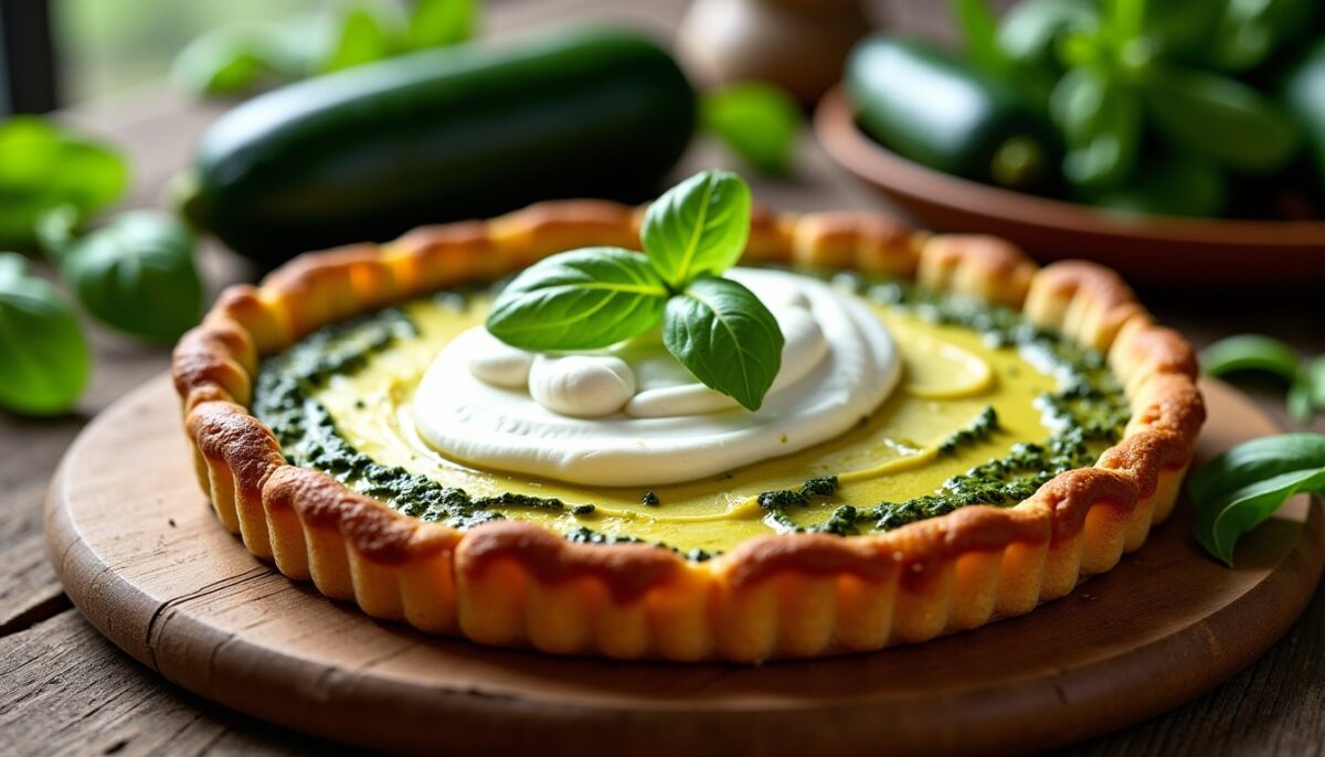 Sublime Tarte aux Courgettes et Burrata Fondante, Sublimée par une Crème de Pesto : La Recette Facile à Tester